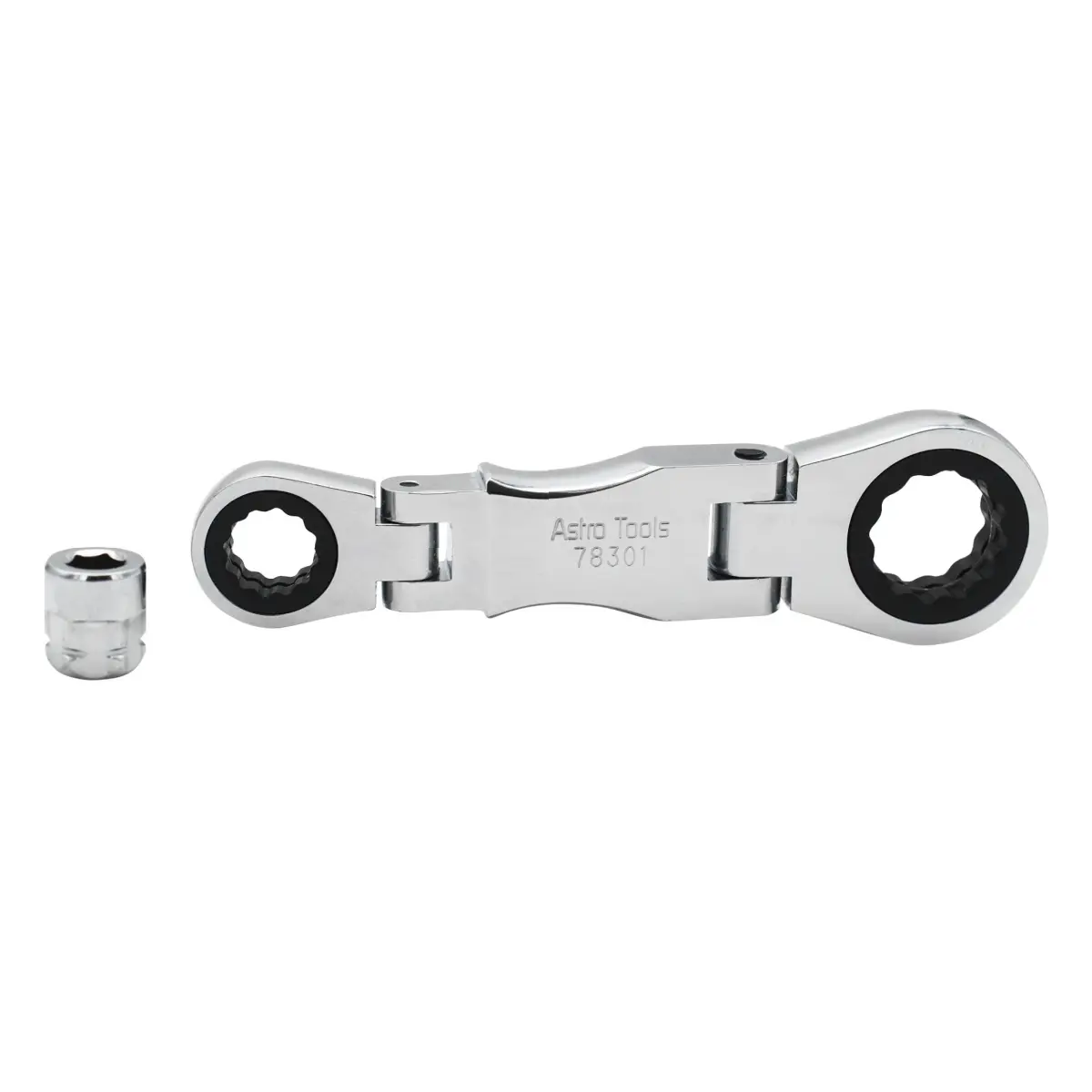 Astro Pneumatic AST78301 Palm-Sized Stubby Ratcheting Flex Head Double Box End Wrench, 11mm Outside Hex, 9.48 lbs, Ergonomic for Tight Spaces, Pairs Well with Astro Nano Sockets