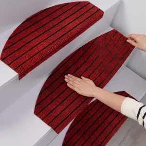 Stair mat set of 15 pieces in 11 colors, half-round stair carpet, anti-slip and wear-resistant with selfadhesive back, DIY can be cut freely, easy to install, clean and convenient, home decoration, stair decoration.
