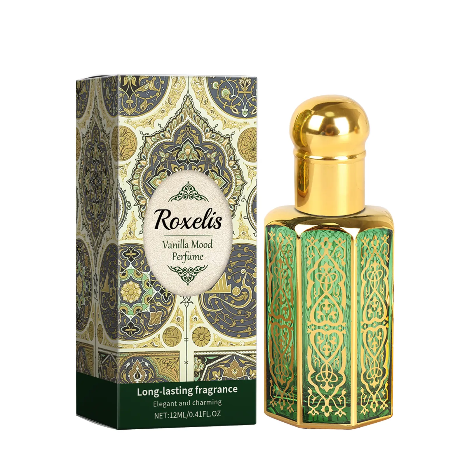 Exquisite Arabic Perfume Oil, Long-Lasting Roll-On Floral Fragrance with Vanilla and Jasmine, Portable Scent, Fragrance Gift