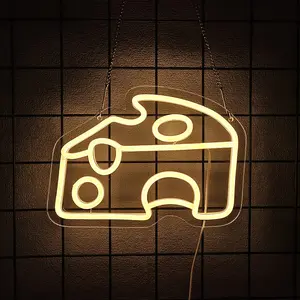 Cheese Decorative Neon Light Sign for Wall Kitchen Decor Food Shape Light Up Sign for Bedroom Restaurant Dessert Shop Bakery Party Decor Atmosphere Lighting