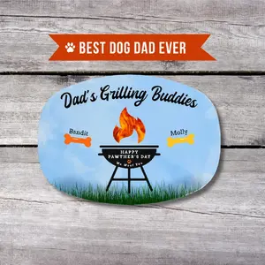 Custom Dog Dad Grilling Plate – Personalized BBQ Platter for Dog Lovers, Pawther’s Day Gift for Pet Dad