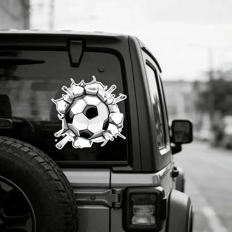 World Cup Soccer Ball Window Stickers, Break Through Wall Effect Football Stickers Decals, Window Stickers World Cup Decals Decor for Home School Office Decoration Party Supplies,1Pcs