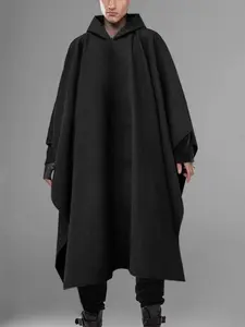 INCERUN Men's Fashion Solid Color Extra Long Hooded Cape Cloak, Perfect for Streetwear, Stylish and Comfortable Outerwear for Men