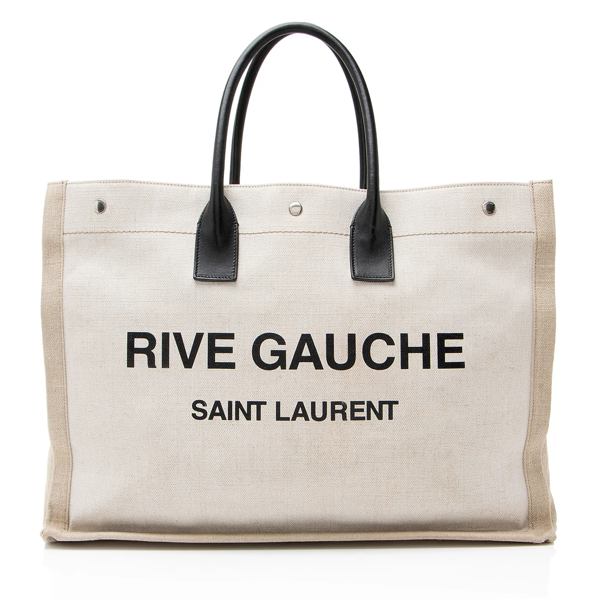 Pre-owned Yves Saint Laurent Calfskin Tote Bags Saint Laurent Canvas Rive Gauche Large Tote