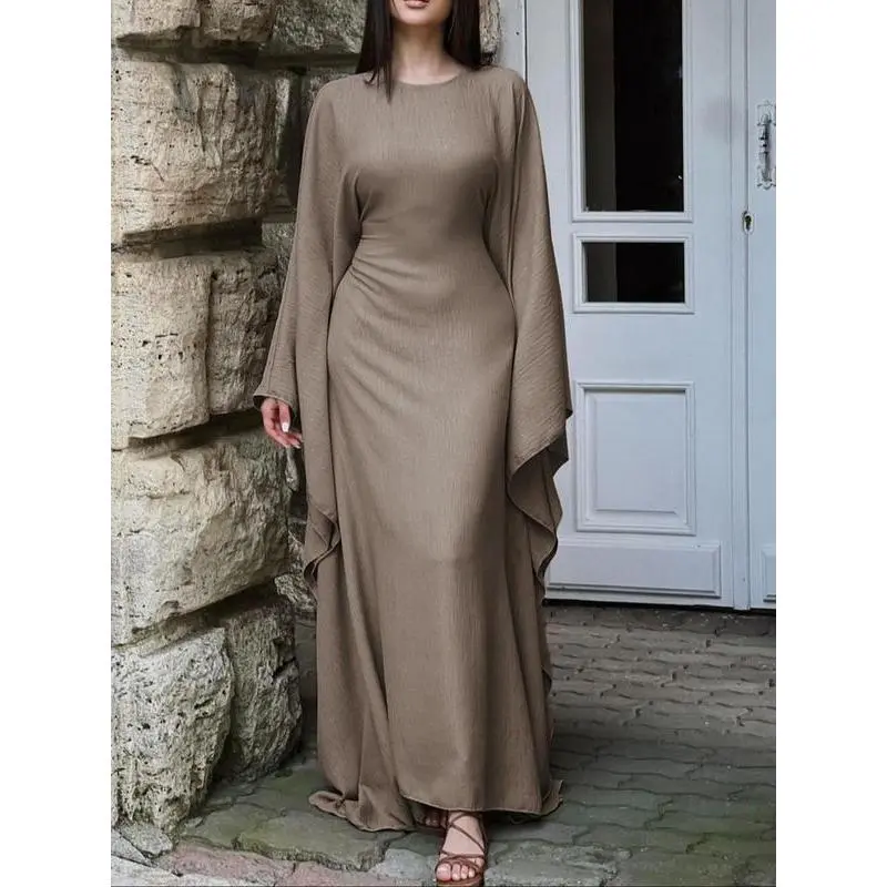 blue dress for baby girl ASOS Design Sheer High Neck Bodice Drape Satin Maxi Dress In Chocolate –  Reliked