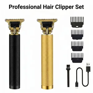 Men's black or gold diamond-shaped professional hair trimmer - Classic T9 gapless beard trimmer, cordless rechargeable razor, equipped with 4 guiding combs