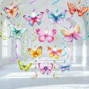 30 count Butterfly Party Decoration Spring Butterfly Hanging Swirl Watercolor Butterflies Hanging Ceiling Swirl for Spring Summer Garden Wedding  Shower Supplies
