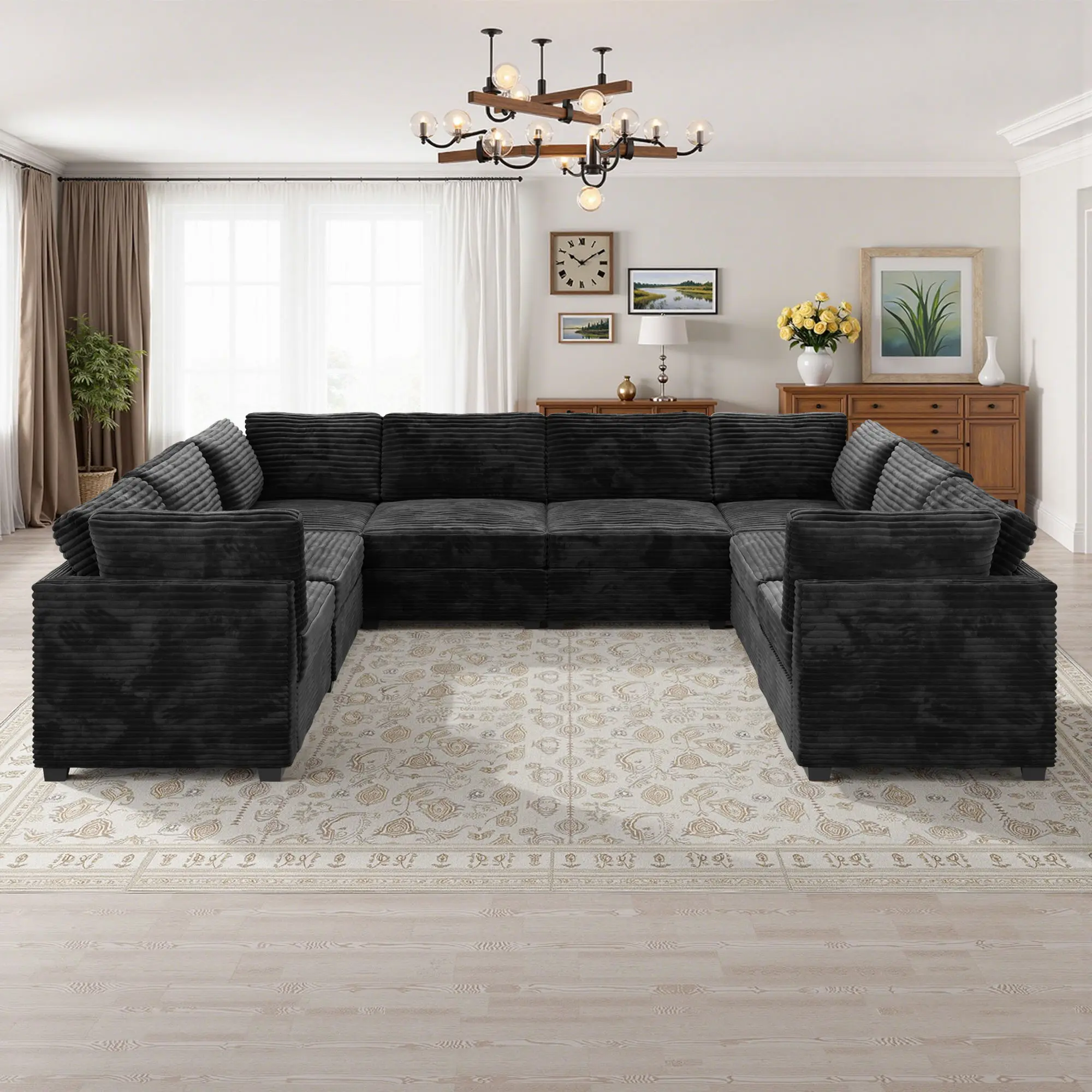 Black, 8 Seats, U-Shaped