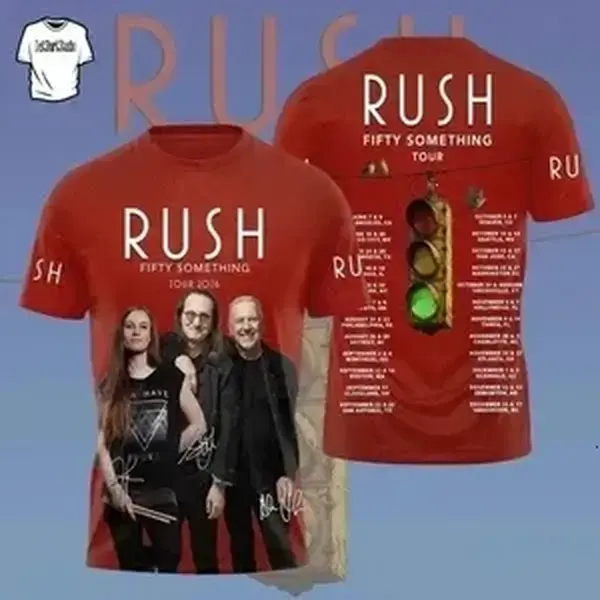 Rush 2026 Fifty Something Tour 3D T-Shirt Rock Band Graphic