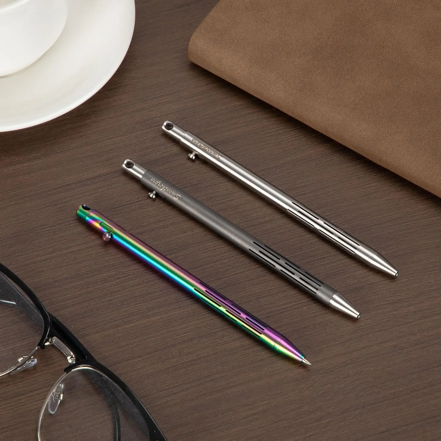 SMOOTHERPRO Titanium Bolt Action Pen Compatible with Pilot G2 Stainless Steel Pocket Clip for EDC Signature Business Writing Journal - Multiple Colors