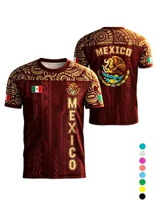 Mexican Heritage Tribal Geometric Graphic Casual Sport Tee Lightweight Breathable Outdoor Daily Wear Patriotic Shirt