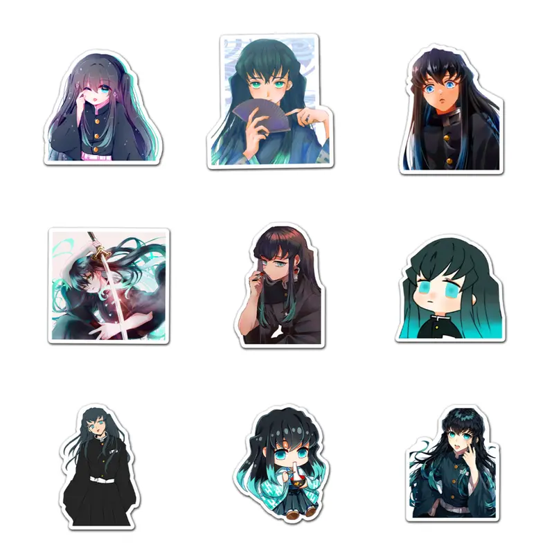 Muichiro Tokito Sticker Pack 9 PCS Vinyl, Anime Car Wall Kid Phone Book Stickers, Funny Sticker Decal Decor