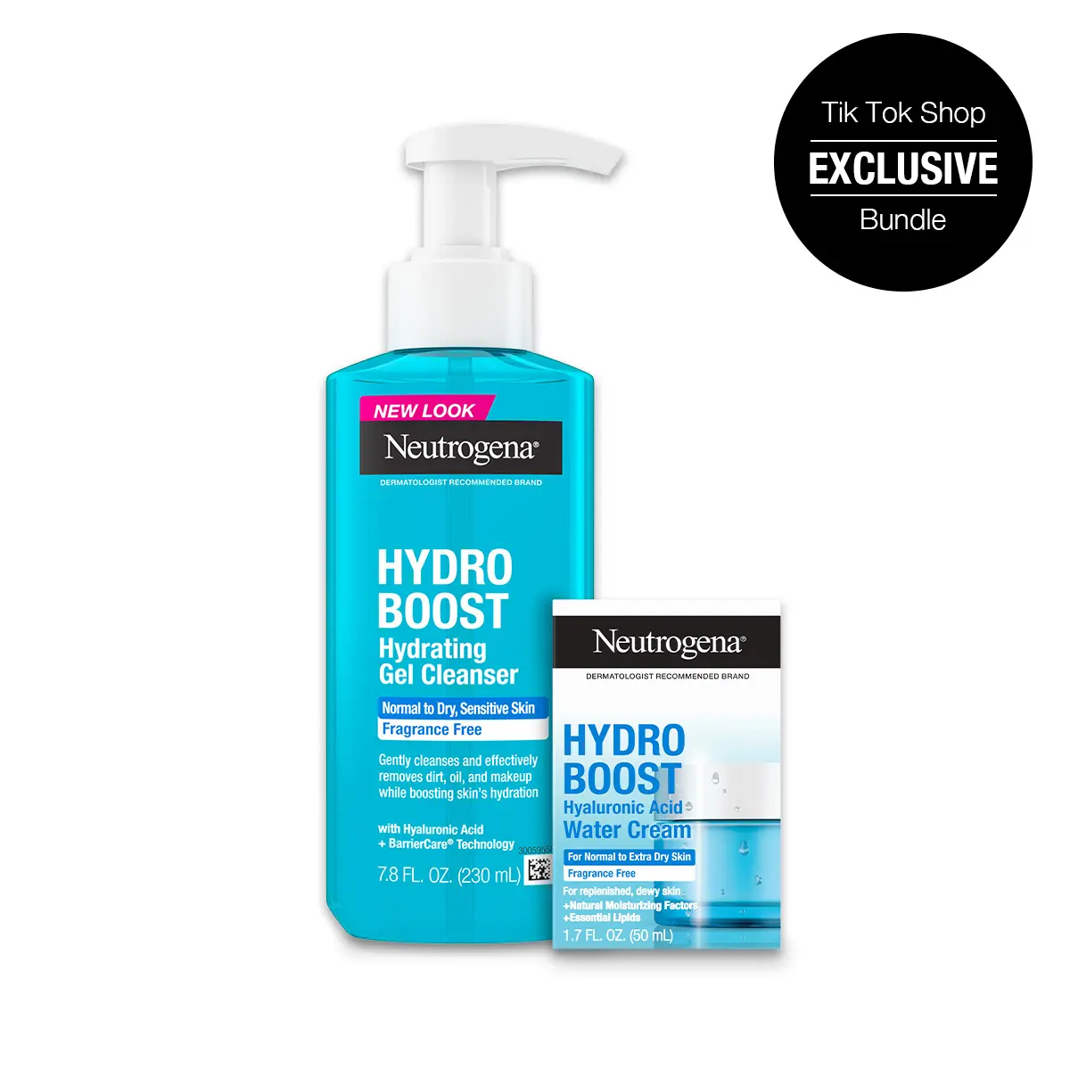 Neutrogena Hydro Boost Cleanse and Hydrate Duo: Hydro Boost Hydrating Cleansing Gel, Fragrance Free (7.8 fl oz) and Hydro Boost Hyaluronic Acid Water Cream (1.7 oz)