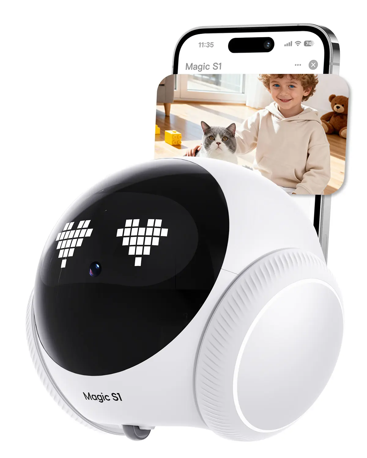 1080P Camera Robot ROLA Mini: 360° Movable Pet Camera Battery-Powered with Phone App, Indoor Cam w/One-Touch Call, 2-Way Talk, Night Vision, Motion Detection, Video Recording Robot for Pet Elderly Baby Monitoring Christmas Gift Christmas Gift