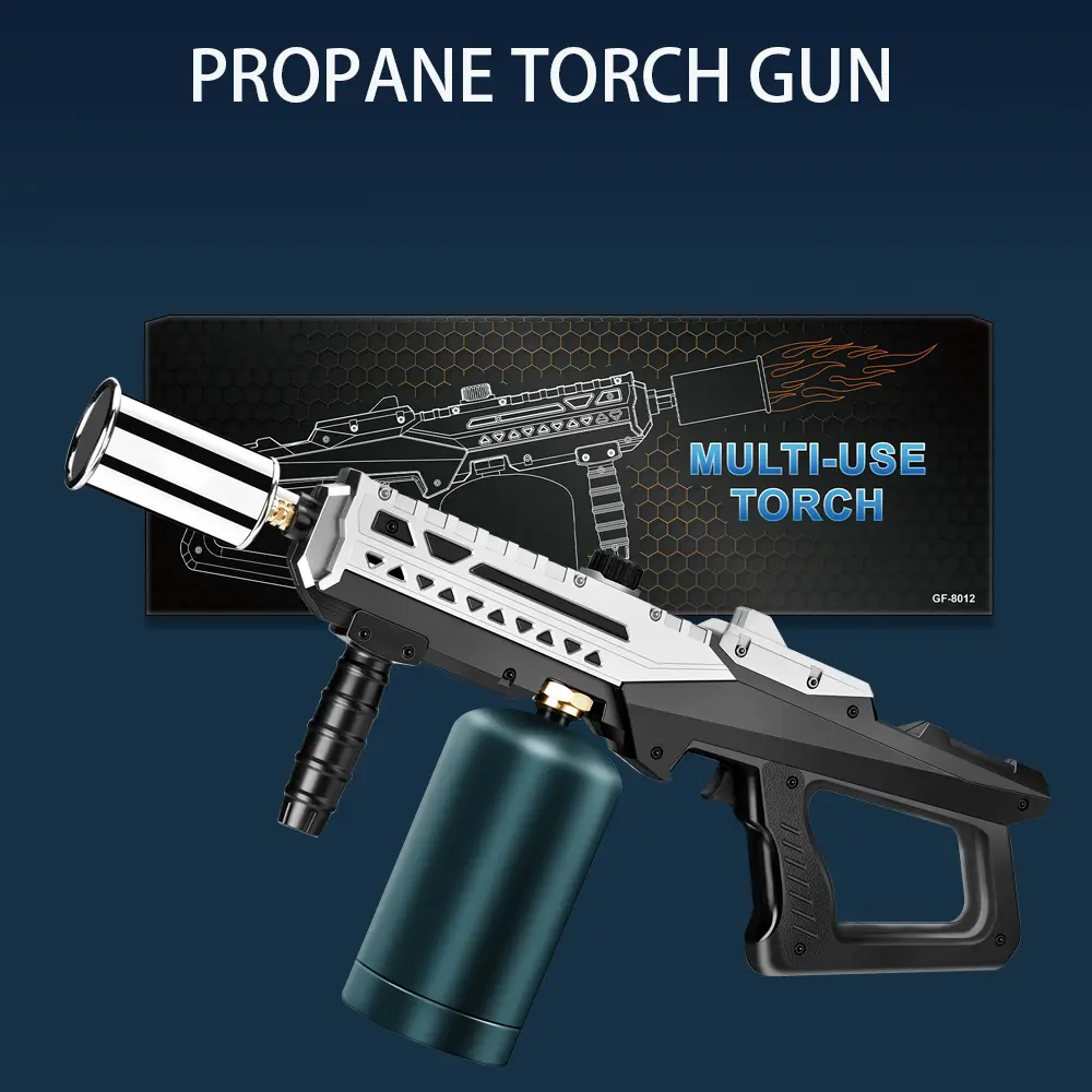 Propane Torch Gun with Multi-Function Nozzle and Nozzle Tips, Lightweight Portable Charcoal Tool for Barbecue Steak, Outdoor Camping - Propane Tank Not Included, Father's Day Gift