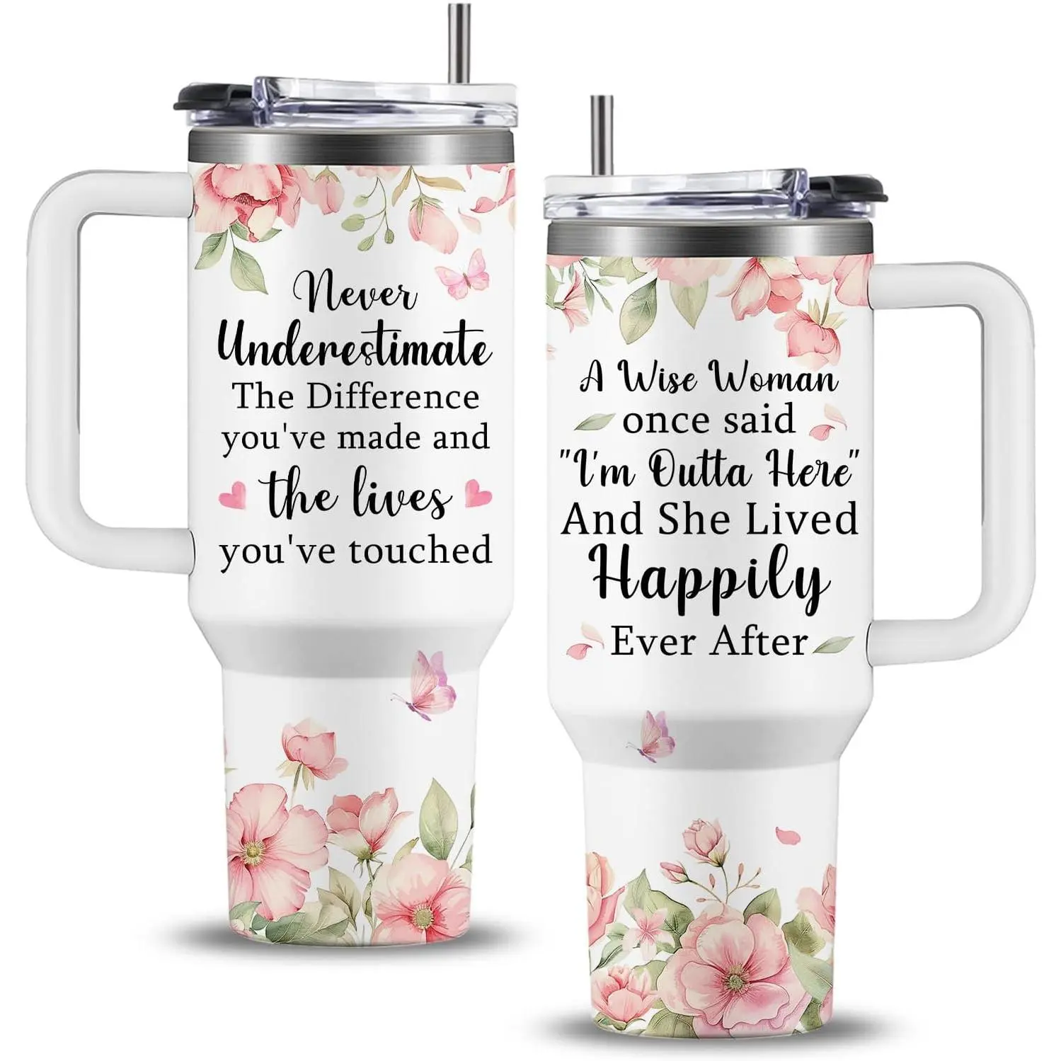 Retirement Gift for Woman - Best Retirement Gifts for Coworker Leaving, A Wise Woman Once Said Coffee Tumbler Cup 40 Oz, Retired Party Decorations Goodbye Gifts for Teacher, Boss, Friend