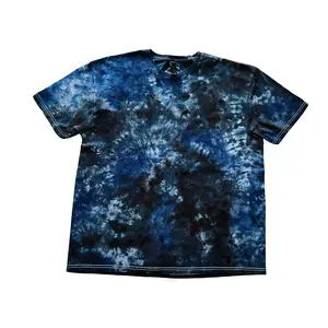 Blackout Navy Blue And Black Short-Sleeve Unisex Tie Dye T-Shirt Design for Casual Wear 100% Cotton Unisex Sizing True To Size