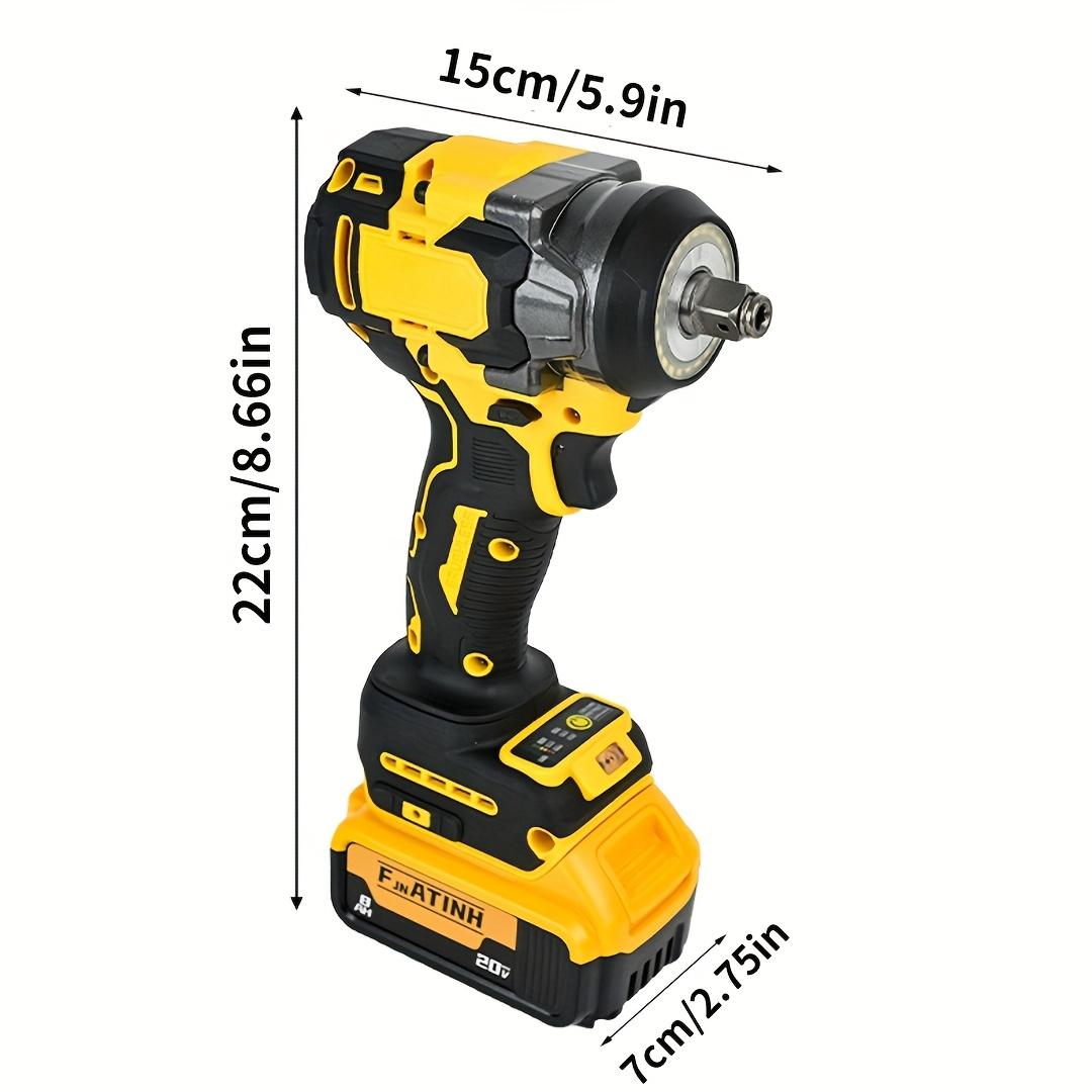 3-in-1 Cordless Impact Wrench(Bare tool; battery not included) – Compatible with Dewalt 20V Batteries | 450N High Torque Brushless Power Tool for Car Repair, DIY & Construction | Yellow & Black Design