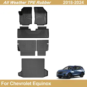 【summervibes 】Weather Resistant TPE Car Floor Liners, Trunk Mat, and Backrest Mats for 2018-2024 Chevrolet Equinox, Custom Fit, Floor Mats