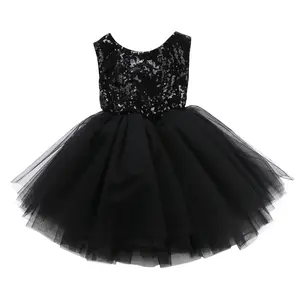 Toddler Baby Girl Sequin Flower Lace Tulle Tutu Dress Sleeveless Backless Dress Princess Wedding Party Dresses Pageant Ball Gowns