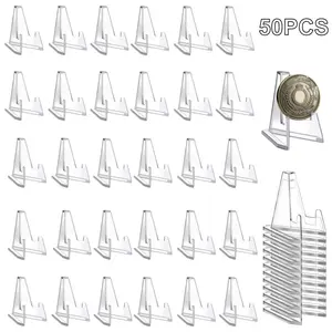 50 Pcs Mini Acrylic Stands, Home Decor Coin Displays Mini Clear Displaying Holder For Coin, Medal, Card, Pocket Watches, Phone, Picture