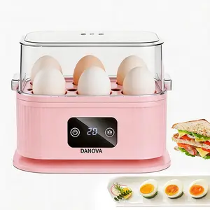 DANONA Smart Egg Steamer/Boiler – Fast Electric Egg Cooker that boils six eggs at once, BPA-free, suitable for boiling, poaching, scrambling, or frying eggs, compact design, digital display, protein for fitness enthusiasts