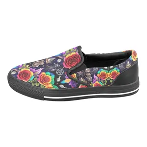 Witchy Casual Gothic Occult Everyday Rose Athletic Slip-on Canvas Women's Shoes Print 1