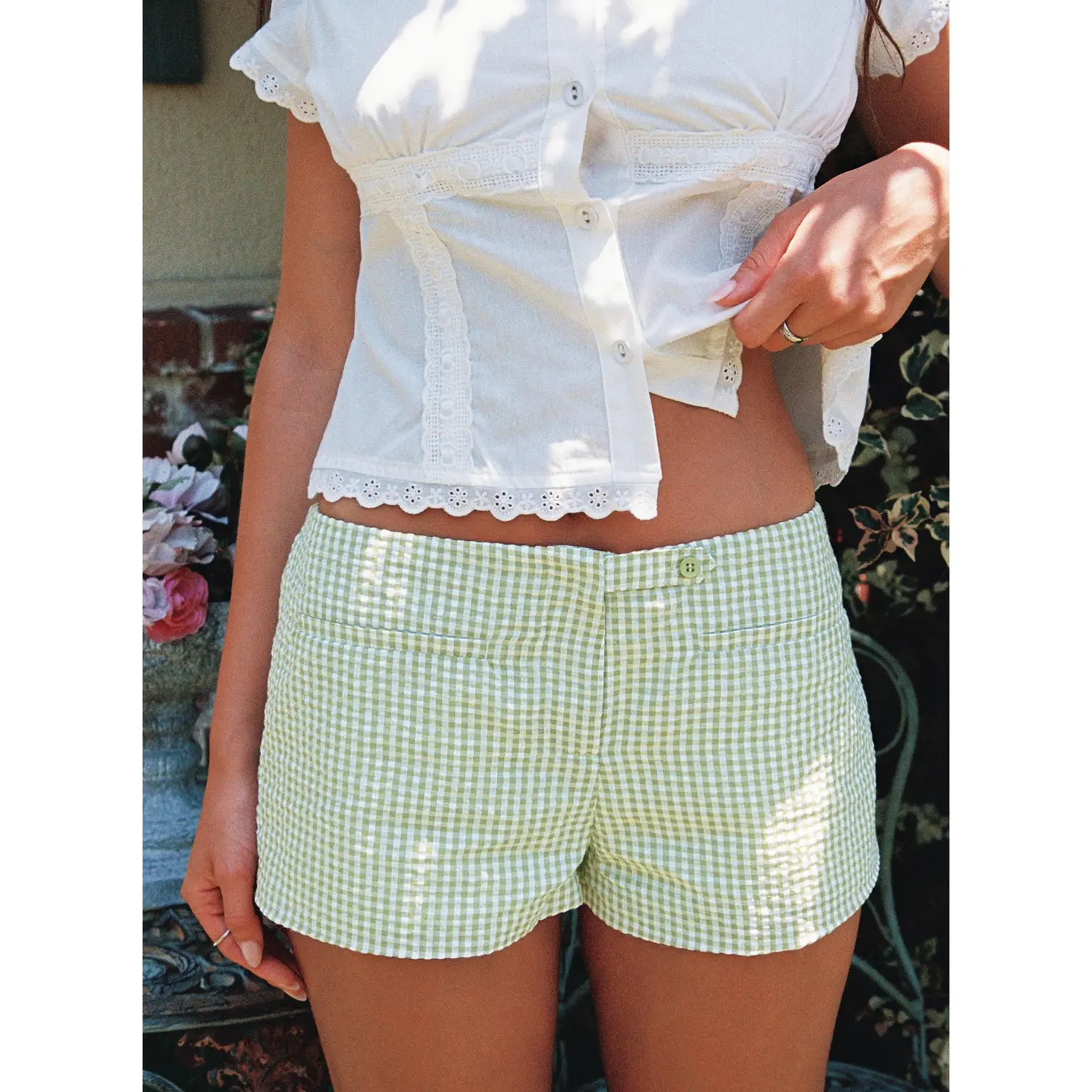 Hot Commodity Micro Shorts Green Check