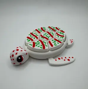 3D Printed Turtle Clicker – Little Debbie Christmas Cake Inspired | Holiday Fidget Toy | Cute Collectible Gift