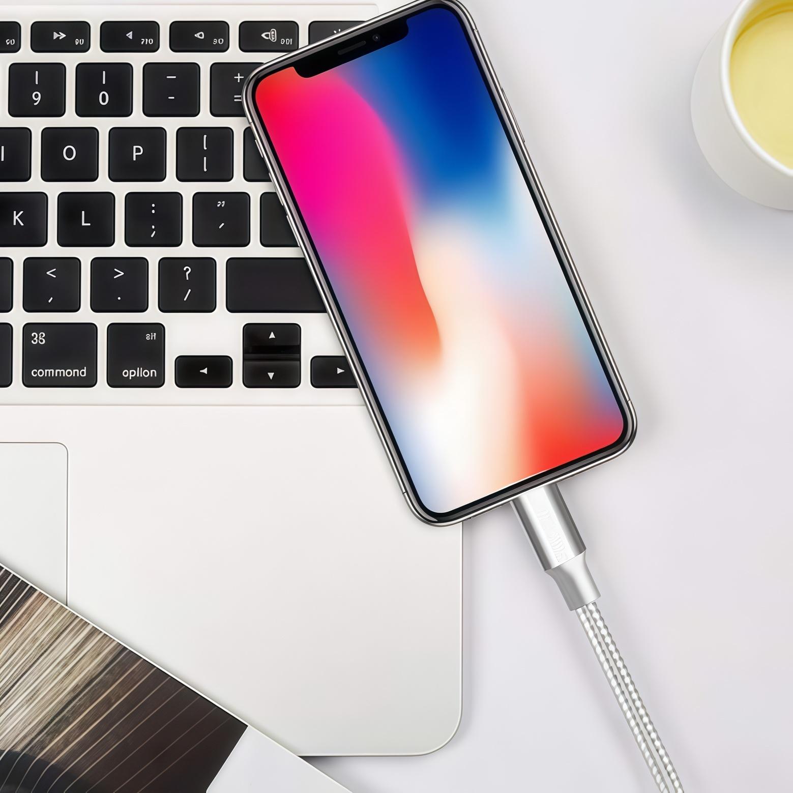 Durable Smartphone Fast Charging Cable for iPhone, USB-C to Lightning, Tangle-Free Nylon Braided, Perfect for Everyday Use