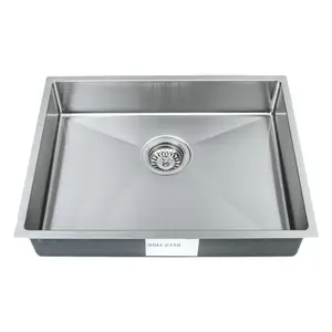 212 MAIN SSU2318-45 23 in. Handcrafted 18 Gauge Undermount Single Bowl Stainless Steel Kitchen Sink, ADA Compliant, with Reserved Corners
