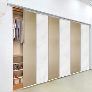6-Panel Single Rail Panel Track Blind Extendable 70"-130"W x 91.4"H, Panel width 23.5", Lotus, Marisol