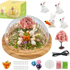 Make Your Own Night Light Rabbit DIY Kits for Girls Creative Magic USB Upgrade Bunny Toys Arts and Crafts Lamp Project Gifts for 4-10 Year Old Girls
