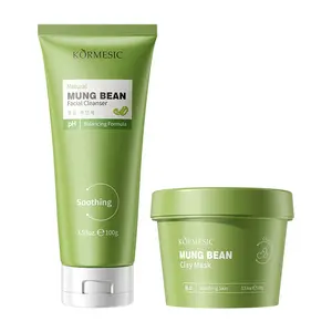Mung Bean Skincare 2-Piece Set, Cleanser and Mud Mask, Deep Cleansing, Refines Pores, Moisturizes and Brightens, Suitable for All Skin Types, Daily Skincare Products