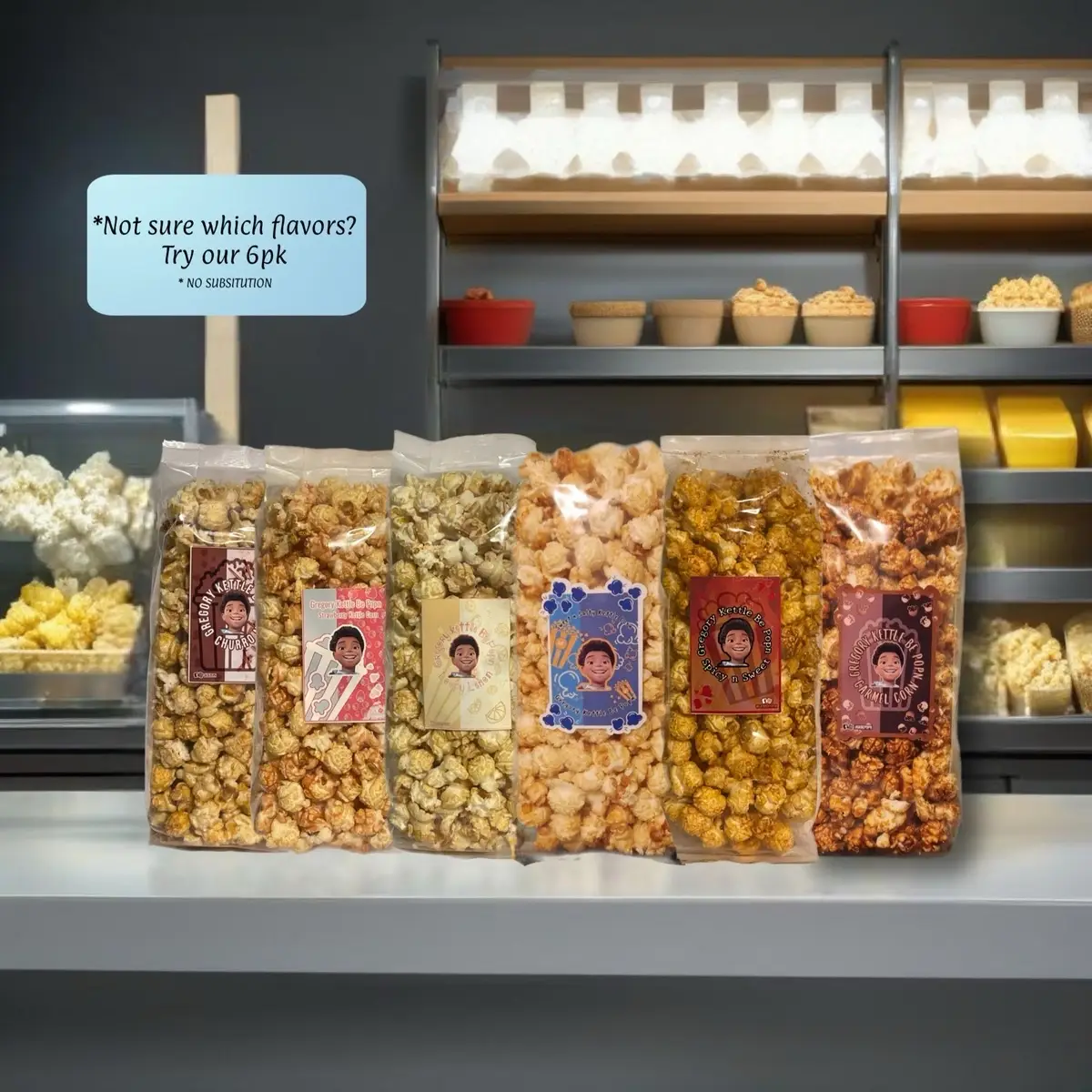 6 Pack Of Gregory Kettle Be Popn Variety Pack Corn Snack