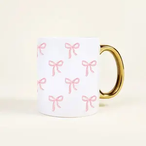 11 oz Cozy Cute Ceramic Mug–Bows Pink
