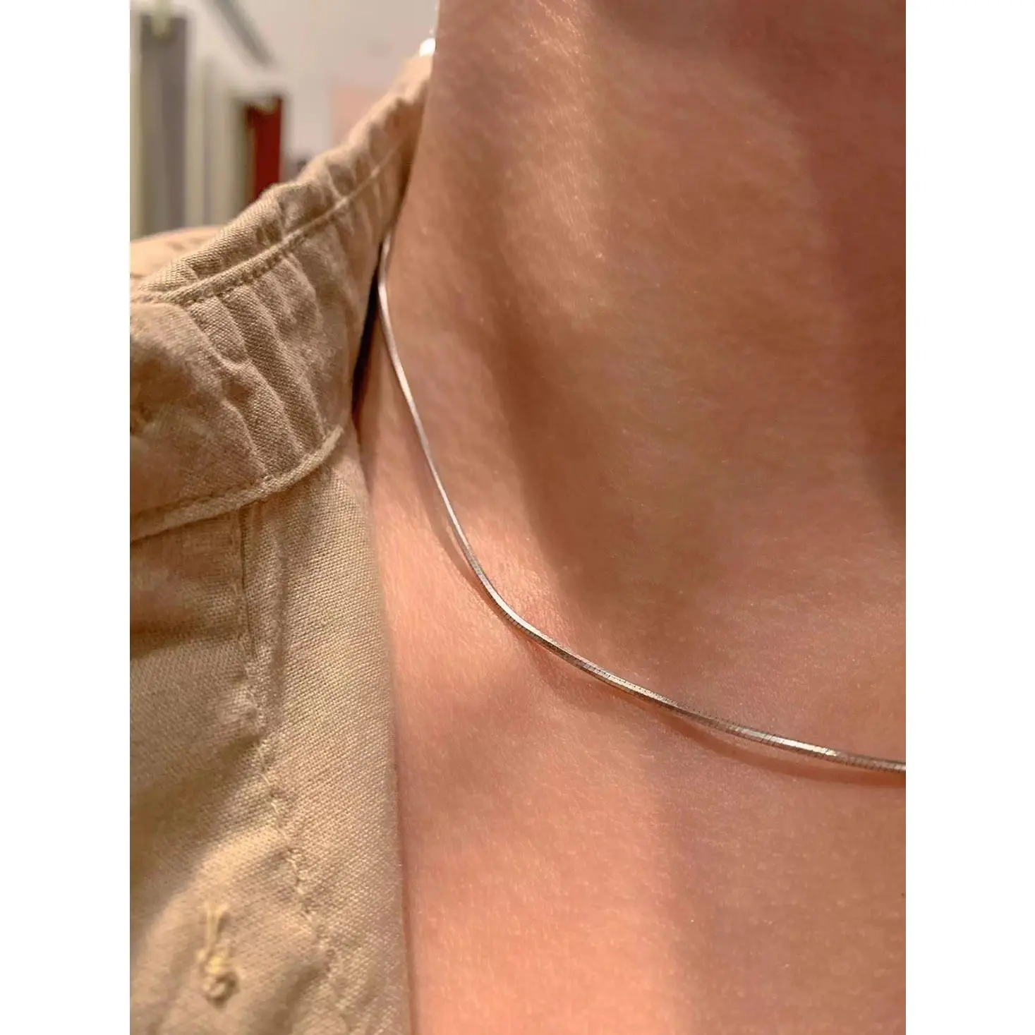 1.2mm Basic Stainless Steel Choker Fashion Simple Square Snake Bone Chain Necklace For Men Trendy Jewelry Accessories
