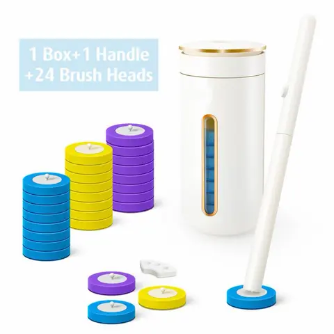 Disposable Toilet Brush, Toilet Bowl Wand Holder Set with 24PCS Cleaner Refills, General Bathroom Cleaner Restroom Home Goods ,Valentine's Day gift