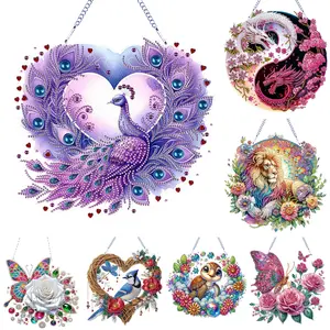 DIY PET Diamond Painting Hanging Art Double Sided Special Shaped - Flower Turtle / Peacock / Lion/ Bird / Dragon / Butterfly