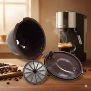 Reusable Coffee Capsule System, Dual Mode Espresso & Pour Over Extraction, High Temperature Grind & Brew Tools, Filter Cleaning Kit, Portable Home Office Coffee Machine.