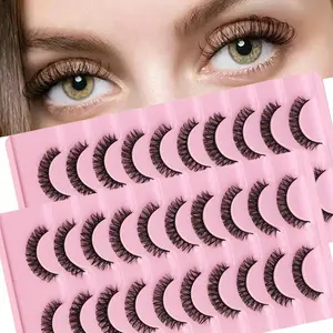 20Pairs/2Pack Cosmetic False Lashes Russian Strip Lashes D Curl Fake Lashes Natural Look Fluffy Volume Wispy Russian Lashes 3D Effect Fake Eyelashes