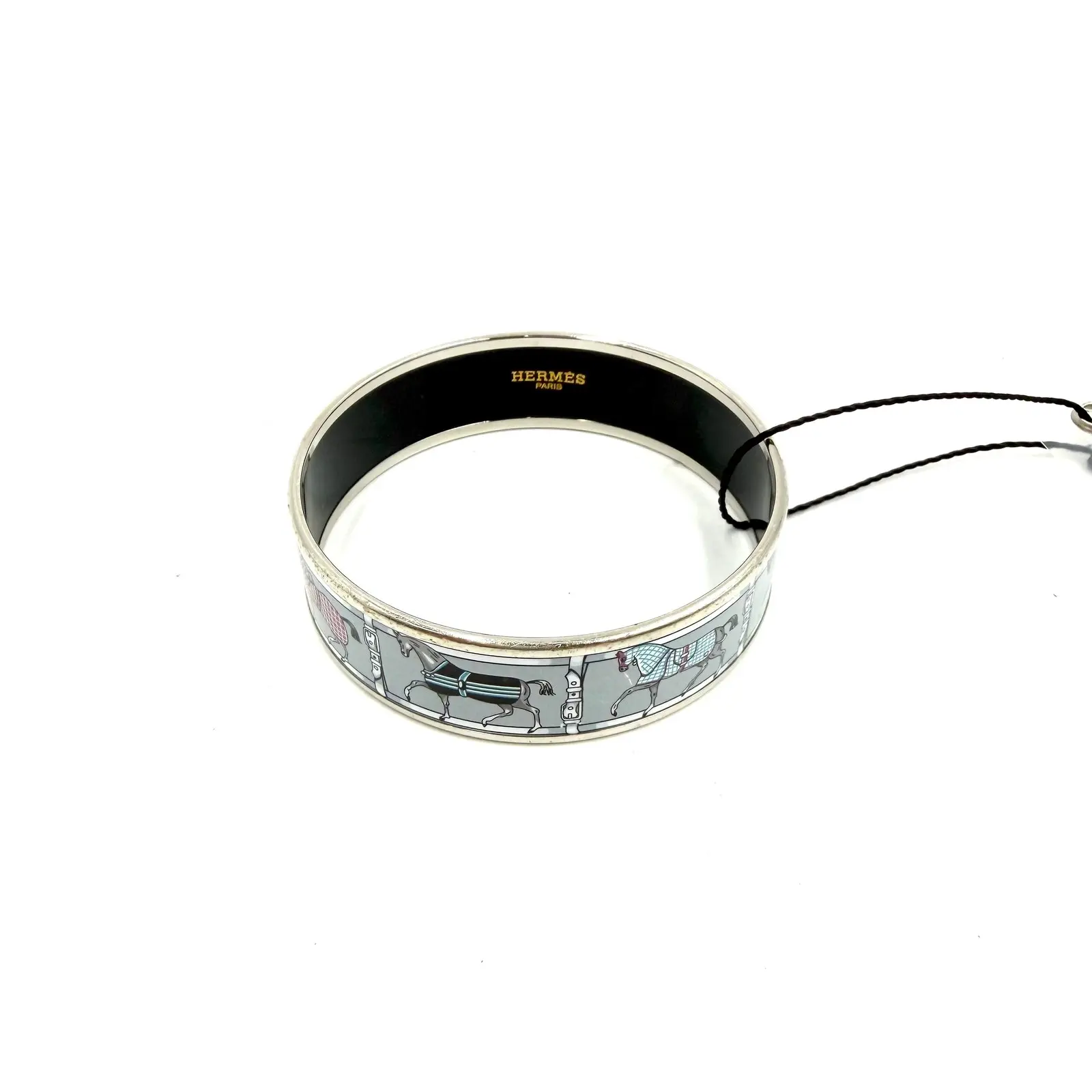 Pre-owned HERMÈS AsShown Bag Accessories 4682 Printed Enamel Wide Bangle Bracelet 26.05.25