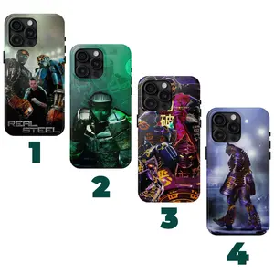 4 styles Real Steel Phone Case Ver2 – Atom, Noisy Boy, Zeus, Twin Cities phone case – Tough Movie Robot Phone Cover Gift for Fans fit iphone 17-SE, SS Galaxy S21-S25 Ultra/Plus