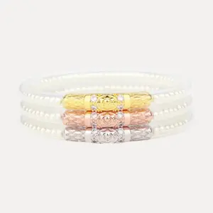 White Pearl Three Queens All Weather Bangles® (Set of 3)