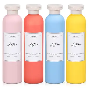 4 PACK 8.8 oz Plastic Travel Shampoo Bottles, Refillable Flip Cap Squeeze Bottles for Toiletries, Large Leakage-proof Travel Shampoo and Conditioner Container