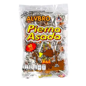 Pierna Asada, Acidulated Hard Candy Lollipop bag with 40 pieces