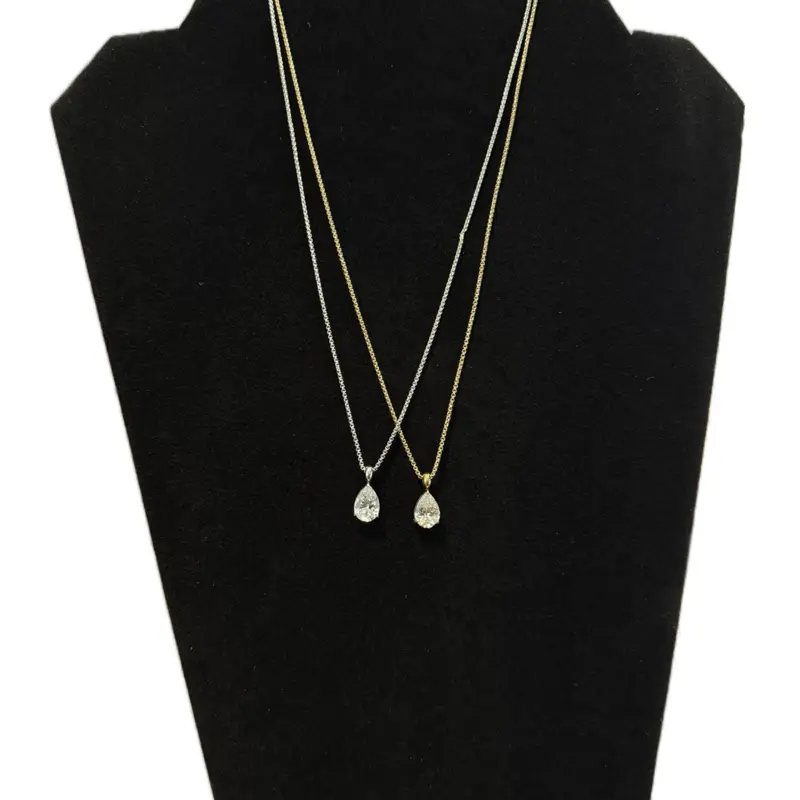Stainless Steel Pear Shape Necklace and Pendant in Silver and Gold Finish for Elegant Everyday Wear