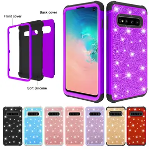 Doemoil Shockproof Glitter Bling Silicone PC Hybrid Case for Samsung Galaxy S10 Plus S10e