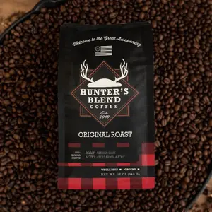 Hunter’s Blend Original Roast (Medium/Dark Roast) | 100% Arabica Coffee | 12oz | Whole Bean or Ground