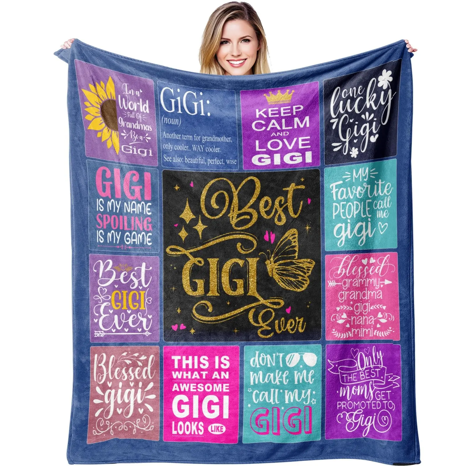 1PC Gigi granddaughter blanket, perfect gift for Gigi's birthday, Mother's Day, Christmas, comes with a heartfelt message, a warm gift blanket for Gigi from grandchildren